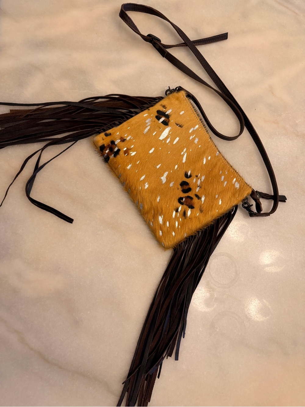 American Darling Crossbody Cowhide Leather Bag Brown Mustard Western Cowgirl